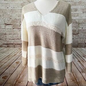 Soft Surroundings striped fringe sweater